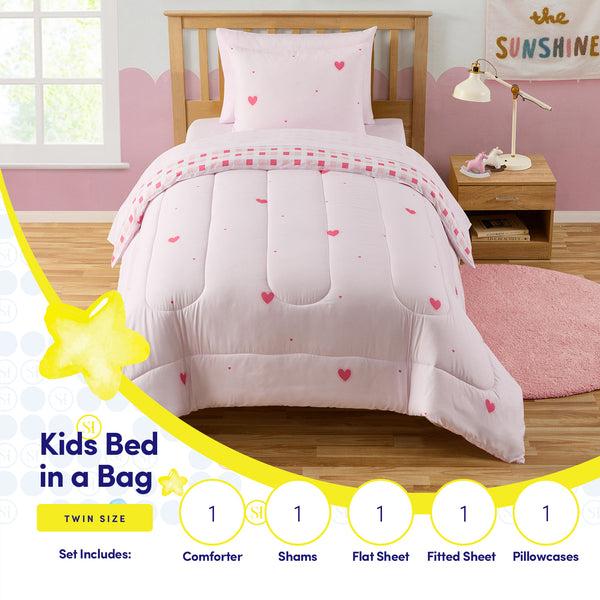 sweet home collection Kids Hearts Printed Bed in a Bag Comforter & Sheet Set sweet home collection Kids Hearts Printed Bed in a Bag Comforter & Sheet Set