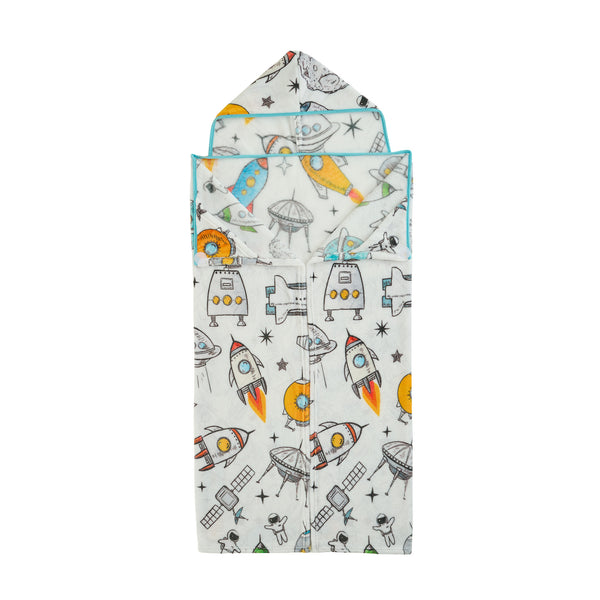 sweet home collection Kids' Hooded Blanket 50" Wide x 45" Length - Floating in Space