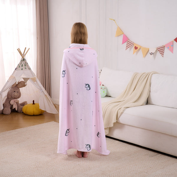 Sweet Home Collection Kids' Hooded Blanket 50" Wide X 45" Length - Unicorn