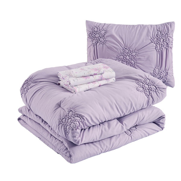 Sweet Home Collection Kids' Pintuck Floral Bed In A Bag Comforter Set