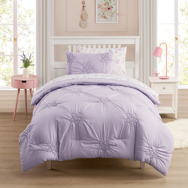 sweet home collection Kids' Pintuck Floral Bed In a Bag Comforter Set sweet home collection Kids' Pintuck Floral Bed In a Bag Comforter Set