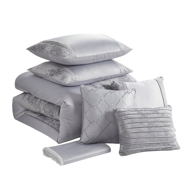 Sweet Home Collection Luna 7 Piece Crushed Velvet Comforter Set