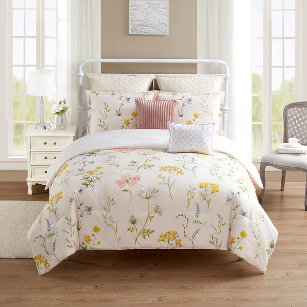 Sweet Home Collection Mazie Flowers 7-Piece Bedding Comforter Set