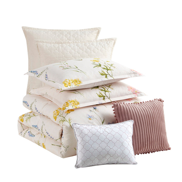 Sweet Home Collection Mazie Flowers 7-Piece Bedding Comforter Set