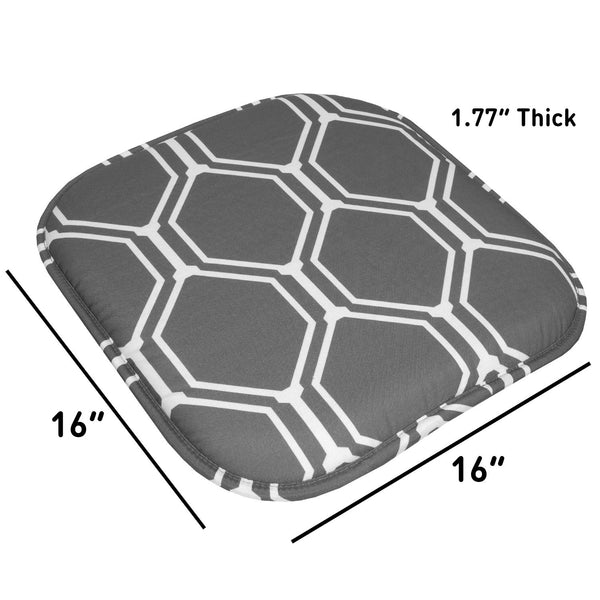 Sweet Home Collection Mirage Hexagonal Memory Foam No Slip Back 16" X 16" Chair Pad Cushions