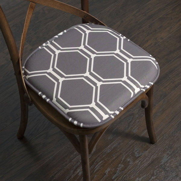 Sweet Home Collection Mirage Hexagonal Memory Foam No Slip Back 16" X 16" Chair Pad Cushions