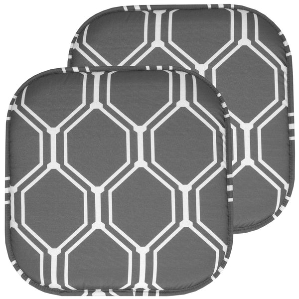sweet home collection Mirage Hexagonal Memory Foam No Slip Back 16" x 16" Chair Pad Cushions