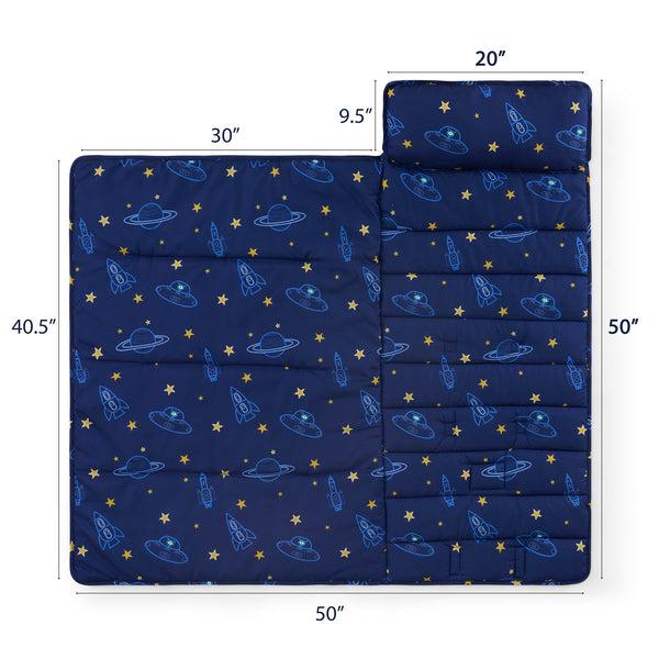 Sweet Home Collection Out Of Space Sleeping Bag/Nap Mat For Kids With Removable Pillow 20"x50"