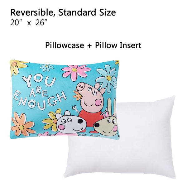 Sweet Home Collection Peppa Pig Kids Reversible Pillow With Removable Shell