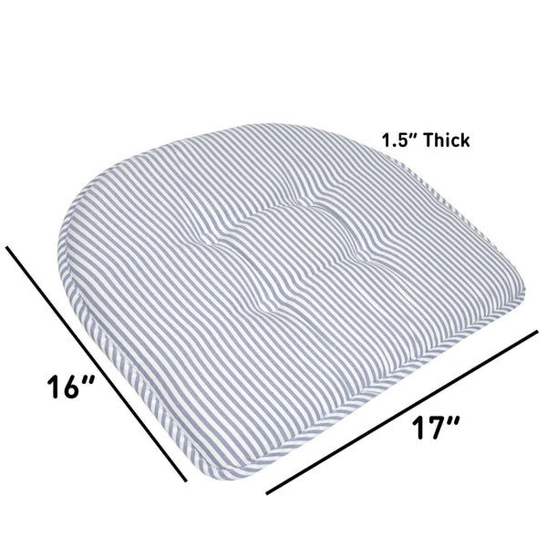 Sweet Home Collection Pinstripe U Shaped Memory Foam 17" X 16" Chair Cushions
