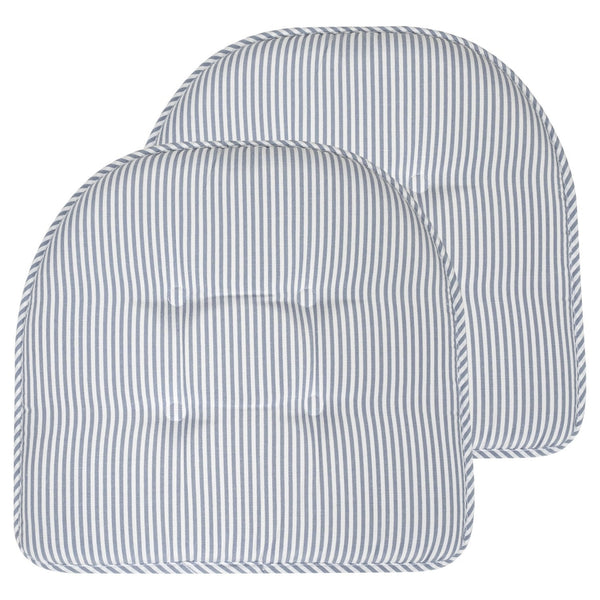 sweet home collection Pinstripe U Shaped Memory Foam 17" x 16" Chair Cushions