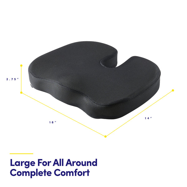 Sweet Home Collection Premium Memory Foam Comfort Chair Cushion Ergonomic Cushion For Chair Car Office Desk Tailbone Relief - Black