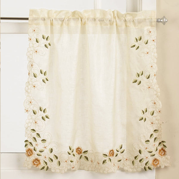 sweet home collection Rosemary Floral Embroidered Semi-Sheer Curtains sweet home collection Rosemary Floral Embroidered Semi-Sheer Curtains