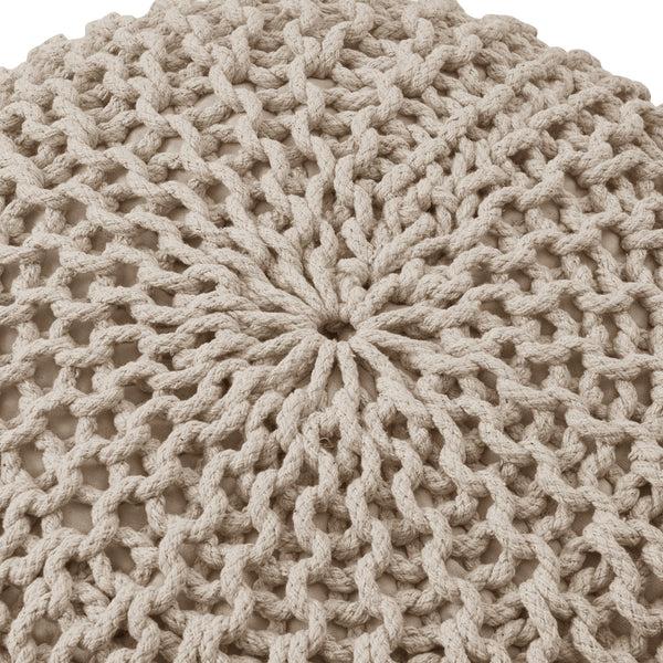Sweet Home Collection Round Cotton Knitted Pouf Ottoman