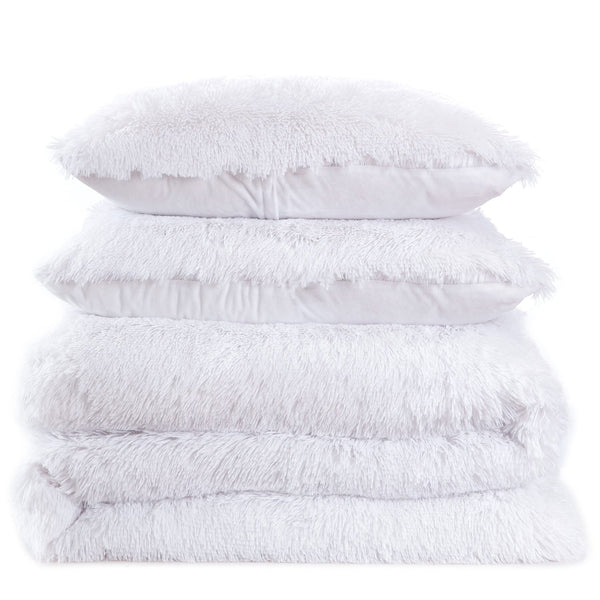 Sweet Home Collection Shaggy Faux Fur 3-Piece Comforter Set
