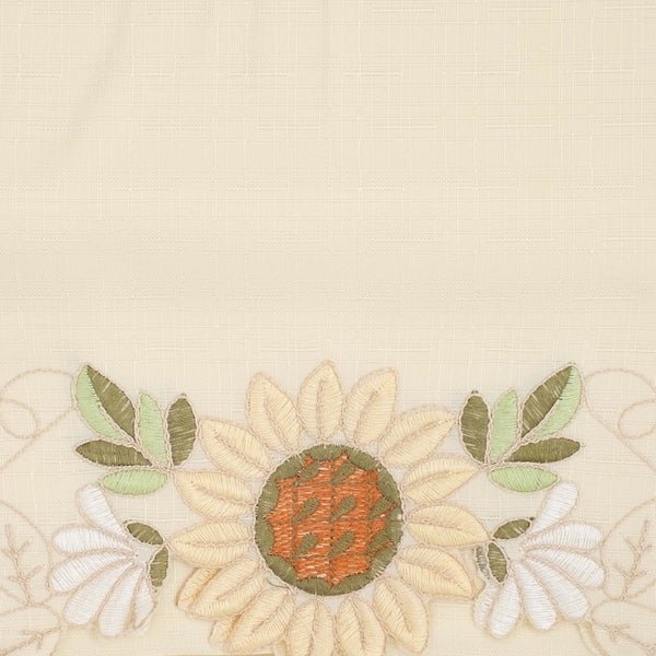 Sweet Home Collection Sunflower Cream Embroidered Kitchen Curtains