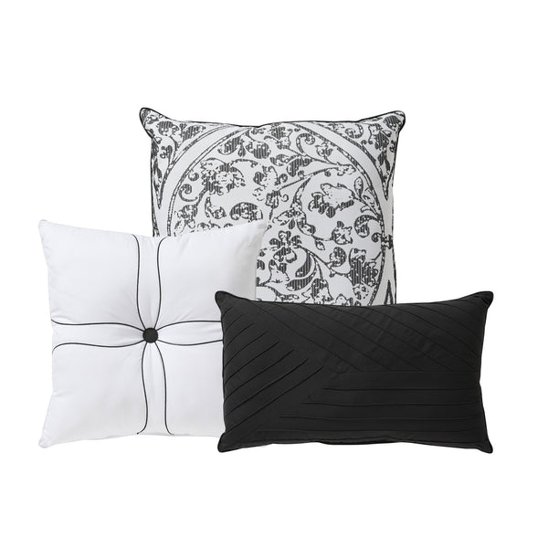 Sweet Home Collection Trieste 7 Piece Damask Jacquard Comforter Set Queen White/Black