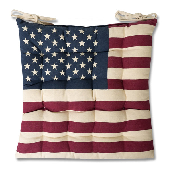 Sweet Home Collection Tufted Chair Cushion Set - American Flag