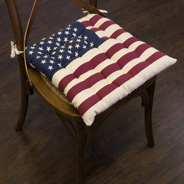 Sweet Home Collection Tufted Chair Cushion Set - American Flag