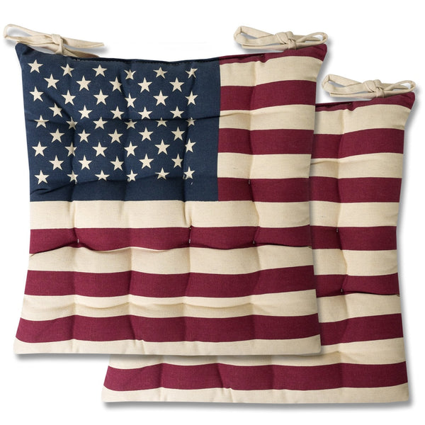 sweet home collection Tufted Chair Cushion Set - American Flag