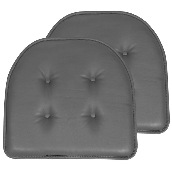 sweet home collection U-Shape Memory Foam Chair Pad Cushion No Slip Faux Leather 16" x 17"