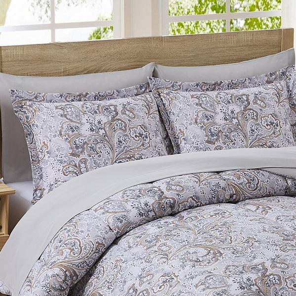 Sweet Home Collection Watercolor Paisley Printed Grey Bed In A Bag Set