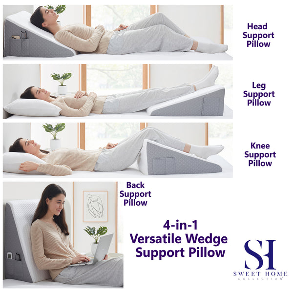 Sweet Home Collection Wedge Support Pillows With High Density Foam
