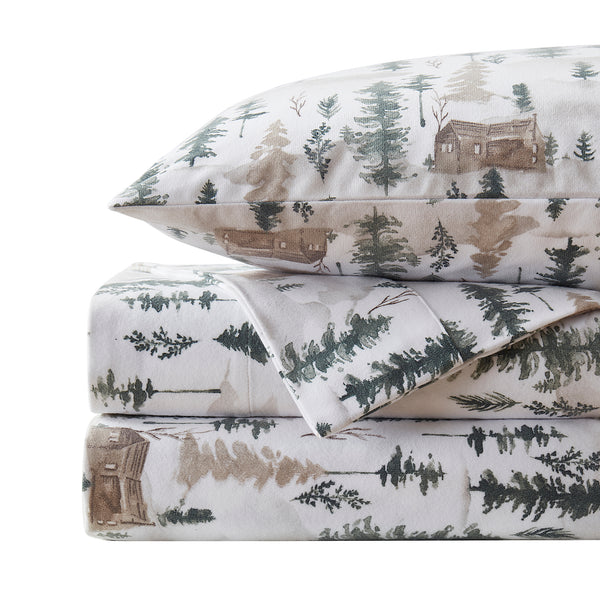 sweet home collection Winter Cabin Flannel 4-Piece Sheet Set