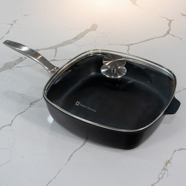 Swiss Diamond CHD Nonstick 11" X 11" Square Saute Pan With Glass Lid