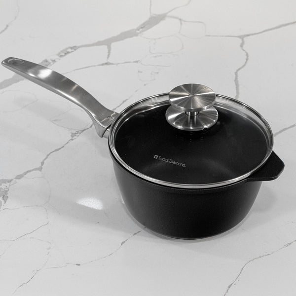 Swiss Diamond CXD DOU Ceramic Nonstick Saucepan With Glass Lid
