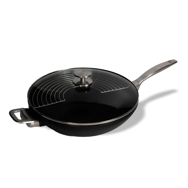swiss diamond CXD DOU Ceramic Nonstick Wok with Lid and Rack - 12.5" (32 cm) 5.3 QT (5 L)