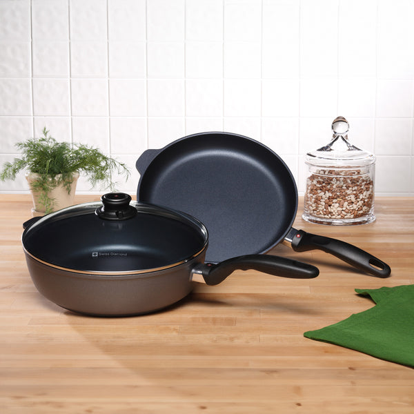 Swiss Diamond HD Nonstick 3-Piece Set - Fry Pan & Saute Pan - Induction