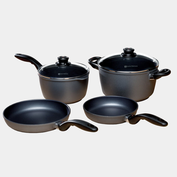 swiss diamond HD Nonstick 6-Piece Set - Fry Pans Sauce Pan & Soup Pot - Induction