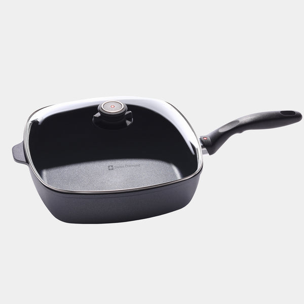 Swiss Diamond HD Nonstick Square Saute Pan With Glass Lid - Induction