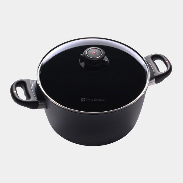 swiss diamond HD Nonstick Stock Pot with Glass Lid - Induction