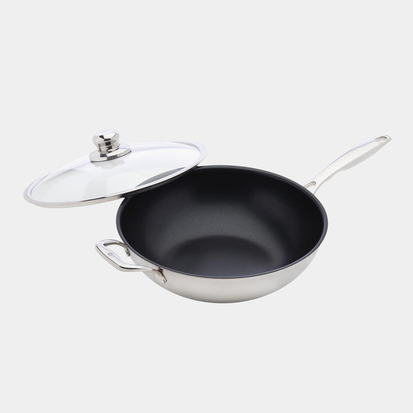 swiss diamond Nonstick Clad 12.5" Wok with Glass Lid - Induction