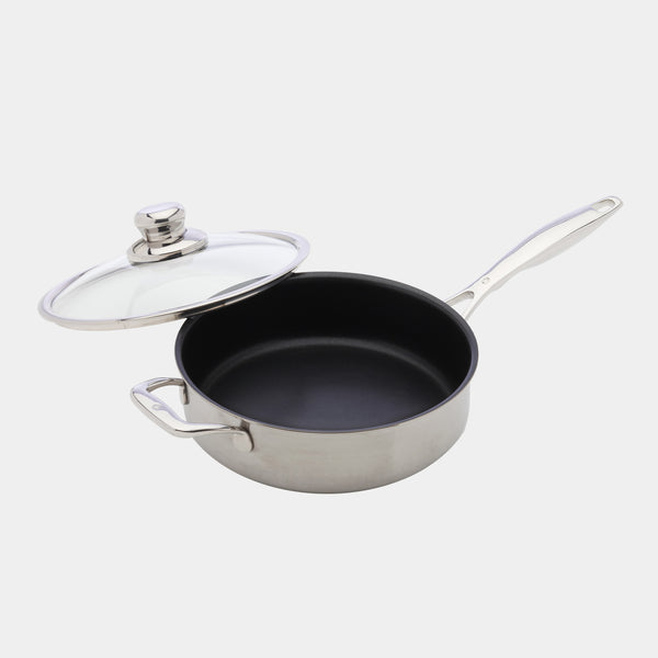swiss diamond Nonstick Clad 3.1 qt Saute Pan with Glass Lid - Induction