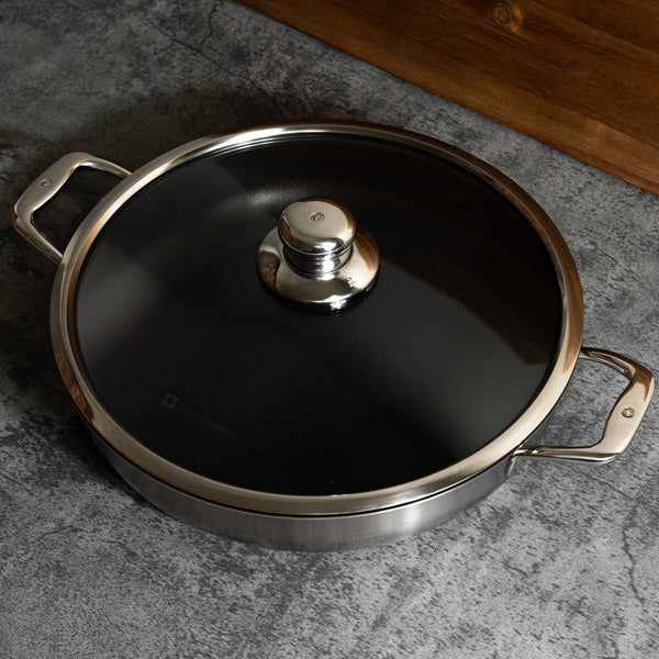 Swiss Diamond Nonstick Clad 5.8 Qt Stainless Chef's Pan With Glass Lid - Induction