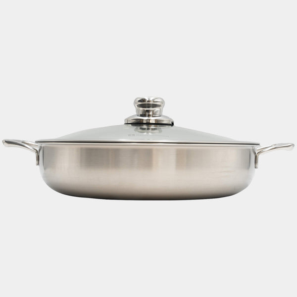 Swiss Diamond Nonstick Clad 5.8 Qt Stainless Chef's Pan With Glass Lid - Induction
