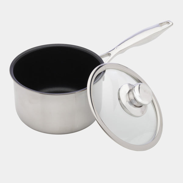 swiss diamond Nonstick Clad Saucepan with Glass Lid - Induction