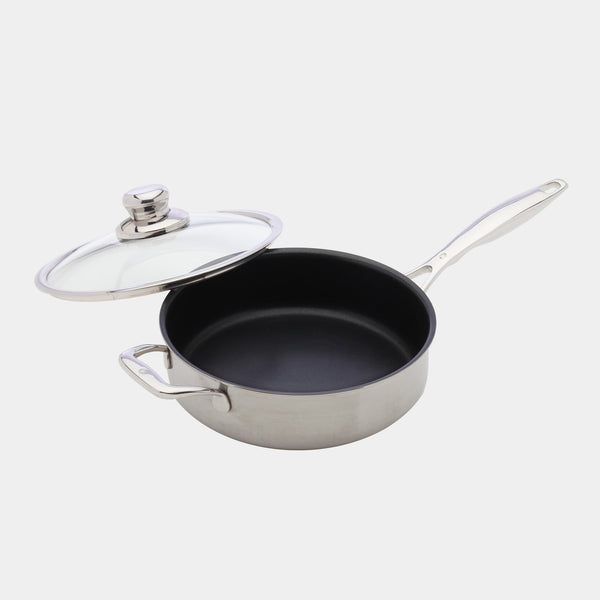 swiss diamond Nonstick Clad Saute Pan with Glass Lid - Induction