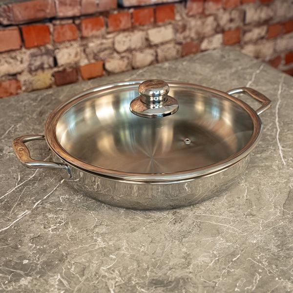 Swiss Diamond Premium Clad 5.3 Qt Stainless Chef's Pan With Glass Lid - Induction
