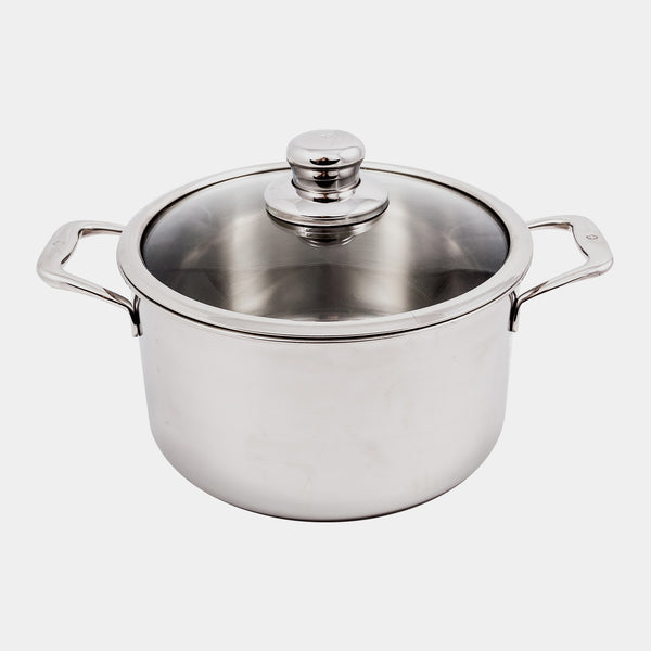 swiss diamond Premium Clad 6.7 qt Dutch Oven with Glass Lid - Induction