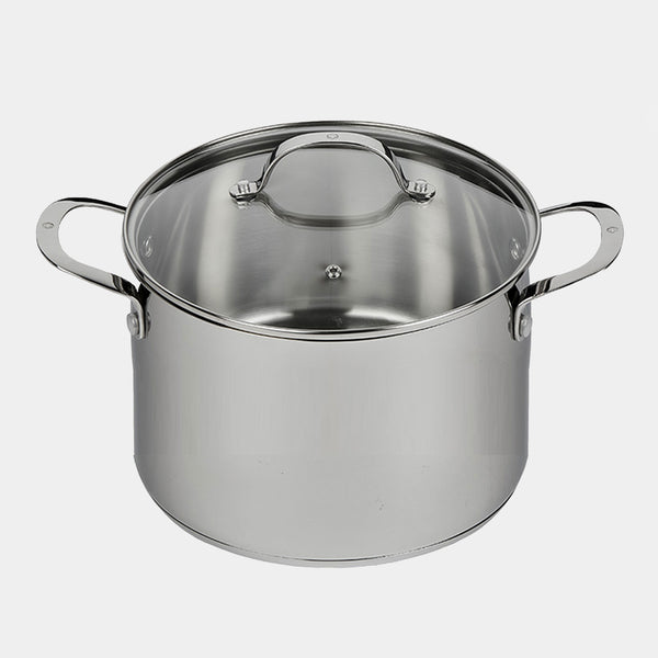 swiss diamond Premium Steel DLX 7.6 qt Stock Pot with Glass Lid - Induction