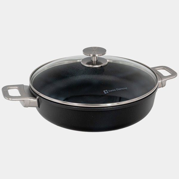 swiss diamond CHD Nonstick Sauteuse with Glass Lid