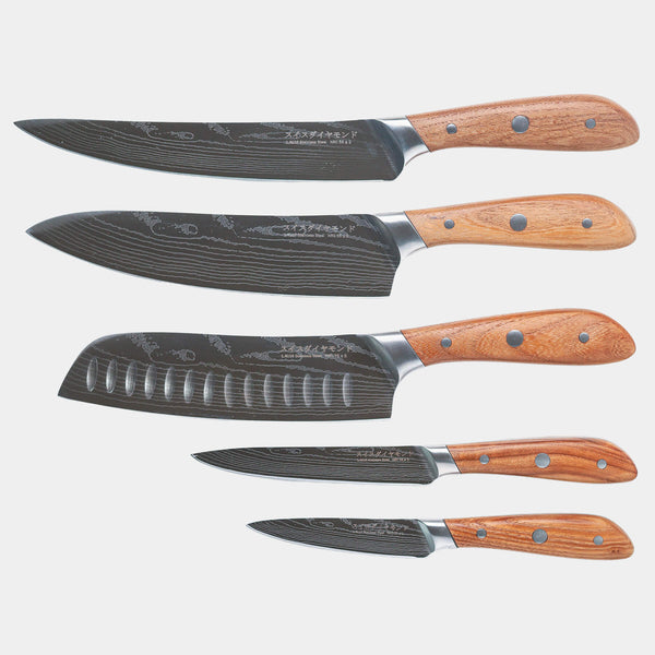 swiss diamond Damascus 5-Piece Knife Set