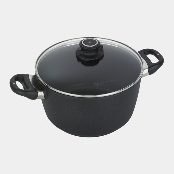 swiss diamond XD Nonstick Stock Pot with Glass Lid