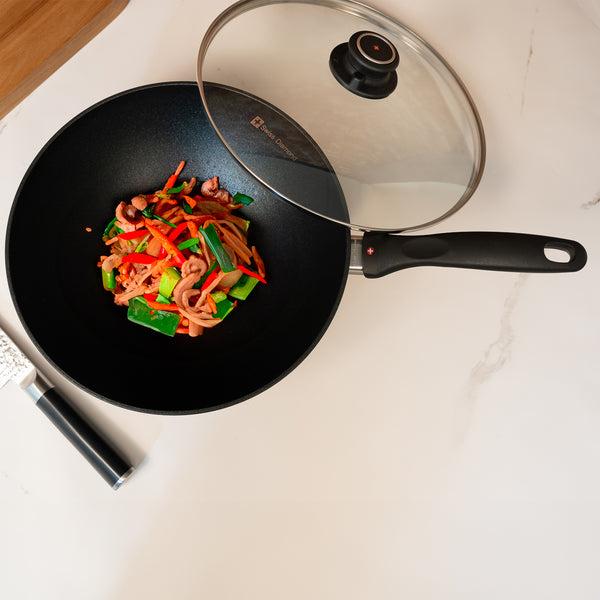 Swiss Diamond XD Nonstick Wok With Glass Lid
