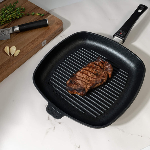 Swiss Diamond XD Nonstick 11" X 11" Square Grill Pan With Detachable Handle - Induction