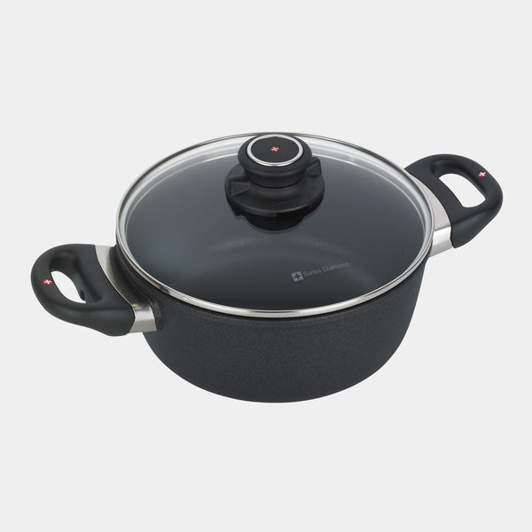 swiss diamond XD Nonstick 2.3 qt Casserole with Glass Lid - Induction